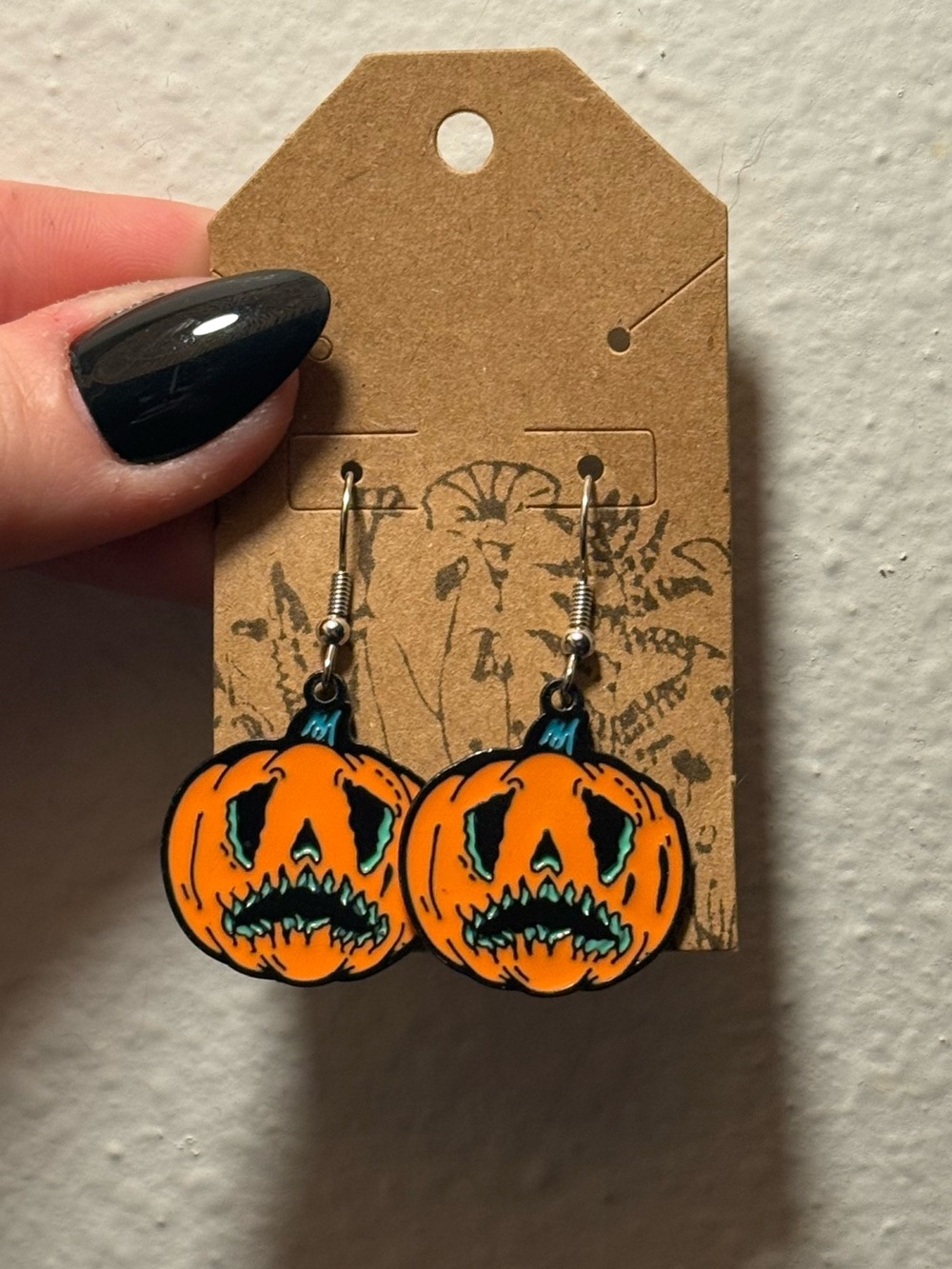 Halloween Pumpkin Dangle Earrings - Orange